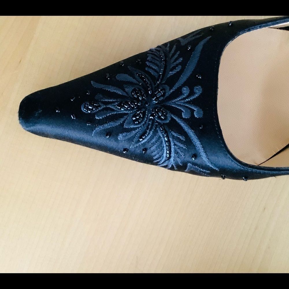 VINTAGE SERGIO ROSSI HEELS SATIN BLACK 8 New